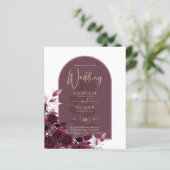 Wine Burgundy Rose Gold Text Wedding INVITE (Stehend Vorderseite)