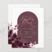 Wine Burgundy Rose Gold Text Wedding INVITE (Vorne/Hinten)