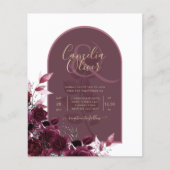 Wine Burgundy Rose Gold Text Wedding INVITE (Vorderseite)