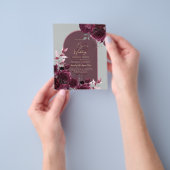 Wine Burgundy Rose Gold Text Wedding INVITE Flyer (Gruppe)