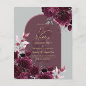 Wine Burgundy Rose Gold Text Wedding INVITE Flyer (Vorne)