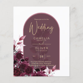 Wine Burgundy Rose Gold Text Wedding INVITE Flyer