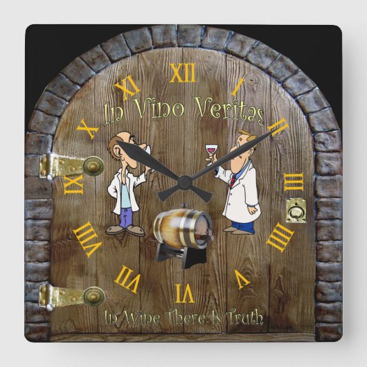 Wine Cellar Clock Man Cave Quadratische Wanduhr (Vorderseite)