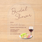 Wine & Charcuterie Bridal Shower Acryleinladungen (Vorderseite)