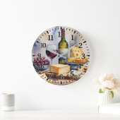 Wine & Cheese Große Wanduhr (Zuhause)
