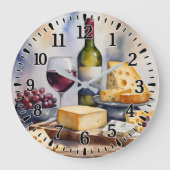 Wine & Cheese Große Wanduhr (Vorderseite)