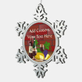 Wine Cheese Kitchen Scene Schneeflocken Zinn-Ornament (Rechts)