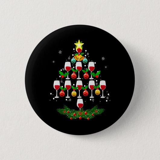 Wine Christmas Tree Ornaments Xmas Pajama Men Wom Button (Vorderseite)