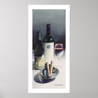 "Wine & Cigars" Stillleben Wasserfarbe Poster