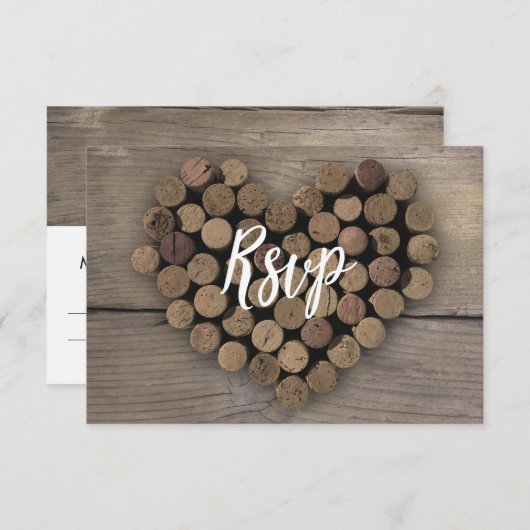 Wine Cork Heart RSVP Card (Vorne/Hinten)