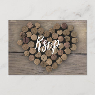 Wine Cork Heart RSVP Card Karte