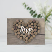 Wine Cork Heart RSVP Card Karte (Stehend Vorderseite)