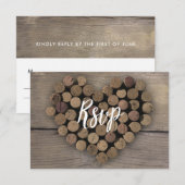 Wine Cork Heart RSVP Card Karte (Vorne/Hinten)