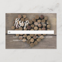 Wine Cork Heart RSVP Karte