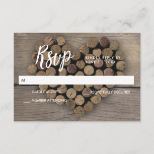 Wine Cork Heart RSVP Karte