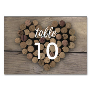 Wine Cork Heart Tischnummer Card