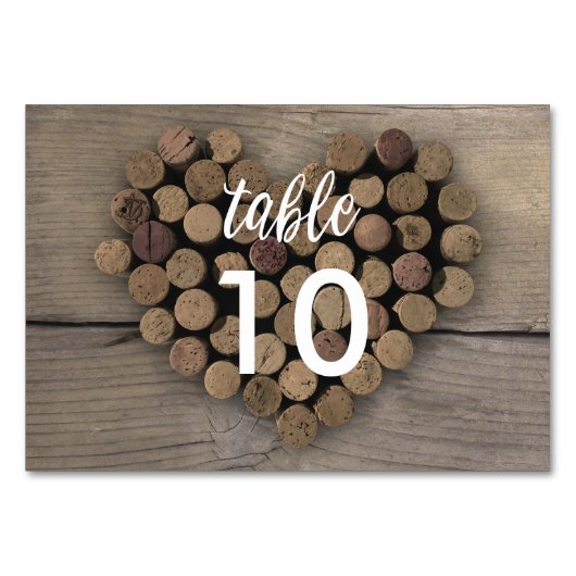 Wine Cork Heart Tischnummer Card (Rückseite)