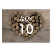 Wine Cork Heart Tischnummer Card (Vorderseite)