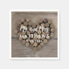 Wine Cork Heart Wedding Cocktail Napkins Serviette