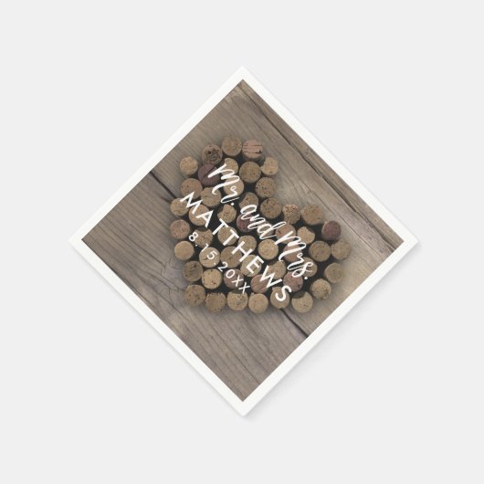 Wine Cork Heart Wedding Cocktail Napkins Serviette (Ecke)