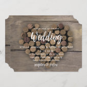 Wine Cork Heart Wedite Einladung (Vorne/Hinten)