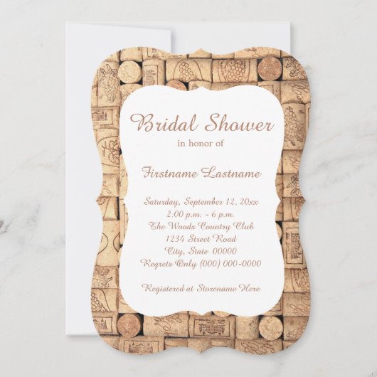 Wine Corks Bridal Dusche Einladungen (Vorderseite)