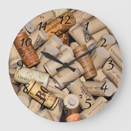 Wine Corks Große Wanduhr (Vorderseite)