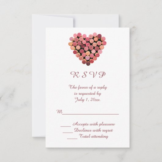 Wine Corks Heart Wedding RSVP (Vorderseite)