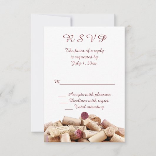 Wine Corks Wedding RSVP Karte (Vorderseite)