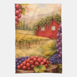 Wine Country Harvest Grapes Tea Towel – Vineyard  Geschirrtuch
