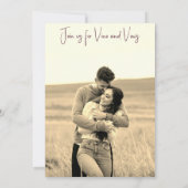 Wine Country Wedding Save the Date Sepia Photo (Rückseite)