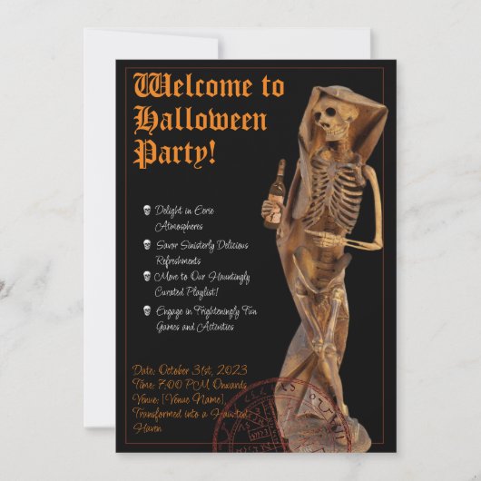 Wine & Death Halloween Inwitschaft Einladung (Vorderseite)