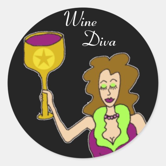 Wine Diva Dark Runder Aufkleber (Vorderseite)