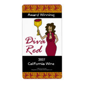 Wine Diva "Diva Red" Custom Imitats Weinetiketten (Vorne)