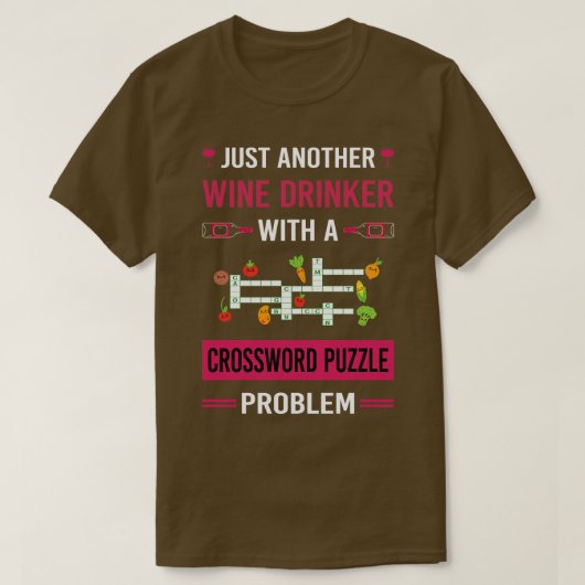 Wine Drinker Crossword Puzzles T-Shirt (Design vorne)