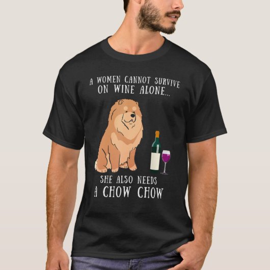 Wine Drinking And Chow Chow Dog  Women Girl T-Shirt (Vorderseite)