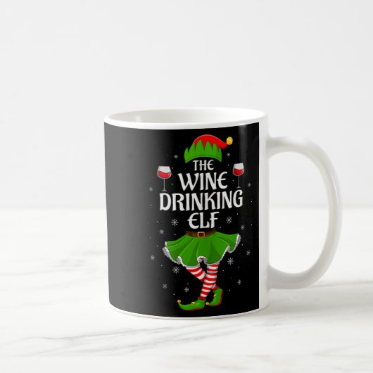 Wine Drinking Elf Christmas Family Girl Women Elf Kaffeetasse (Rechts)