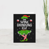 Wine Drinking Elf Christmas Family Girl Women Elf Karte (Vorderseite)