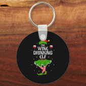 Wine Drinking Elf Christmas Family Girl Women Elf Schlüsselanhänger (Vorderseite)