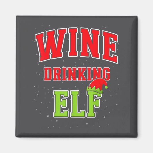 Wine Drinking Elf Christmas Family Matching Group Magnet (Vorne)