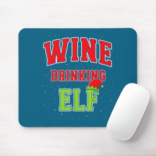 Wine Drinking Elf Christmas Family Matching Group Mousepad (Mit Mouse)