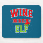 Wine Drinking Elf Christmas Family Matching Group Mousepad (Vorne)
