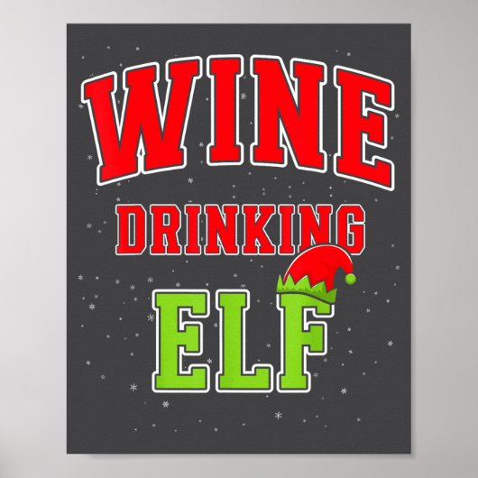 Wine Drinking Elf Christmas Family Matching Group  Poster (Vorne)