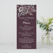 Wine, Dusty Purple, Dark Teal Wedding | Menükarte (Stehend Vorderseite)