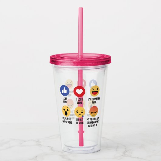 Wine Emojis Acryltrinkbecher (Vorderseite)