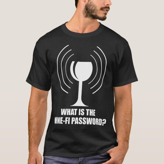 Wine-Fi Kennwort Funny Wine Glass WiFi Waves T-Shirt (Vorderseite)