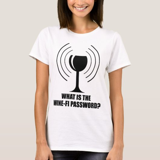 Wine-Fi Kennwort Funny Wine Glass WiFi Waves T-Shirt (Vorderseite)