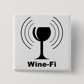 Wine-Fi Waves Black Wine Glass Button (Vorderseite)