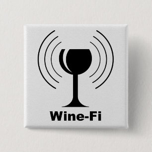 Wine-Fi Waves Black Wine Glass Button