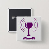 Wine-Fi Waves Lila Weinglas Button (Vorne & Hinten)